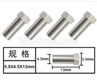 HG P601 Parts-Hexagon step copper sleeve (4pcs) Parts-5.5x4.5x13mm-W02012,HG P601 RC Truck Parts 6x6 1/10 Parts 